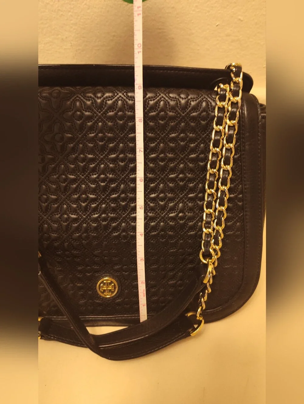 Tory Burch Bryant Black With Gold Chain Strap Purse Shoulder Bag With Dust Bag